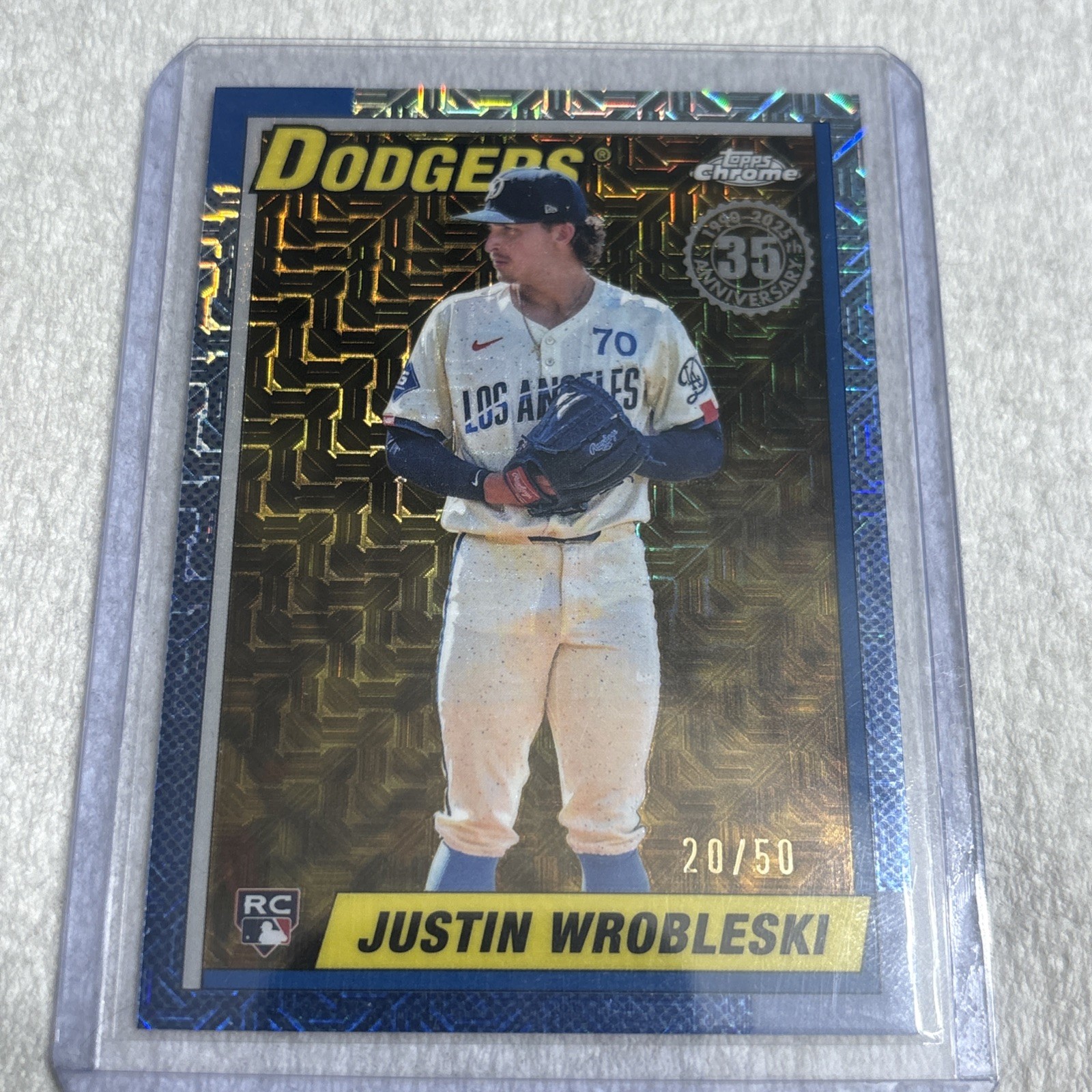 2025 Topps Series 2 Justin Wrobleski Silver Pack 1990 Chrome Gold Refractor /50