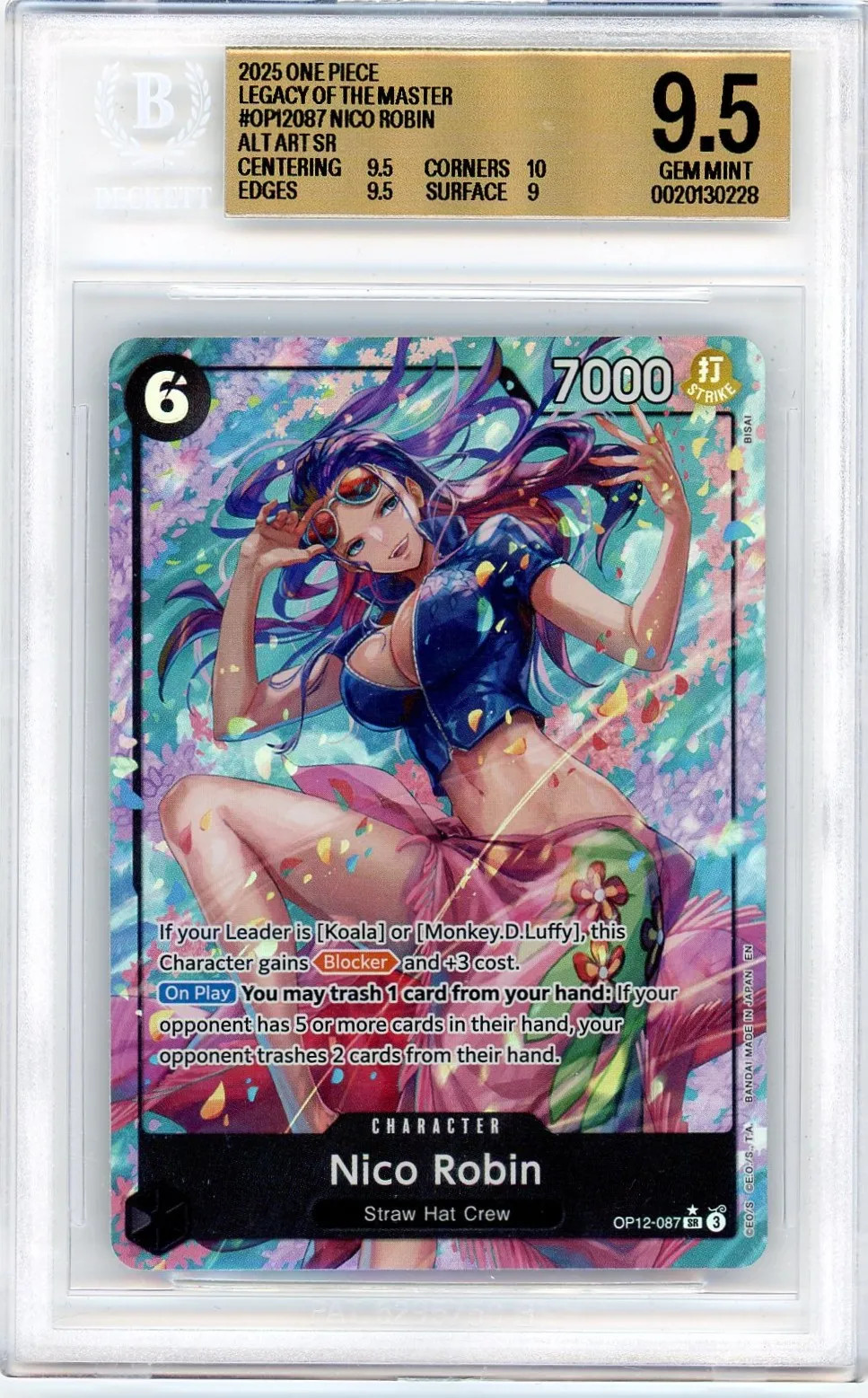 2025 One Piece Legacy of Master Nico Robin ALT ART SR #OP12-087 BGS 9.5 Gem Mint