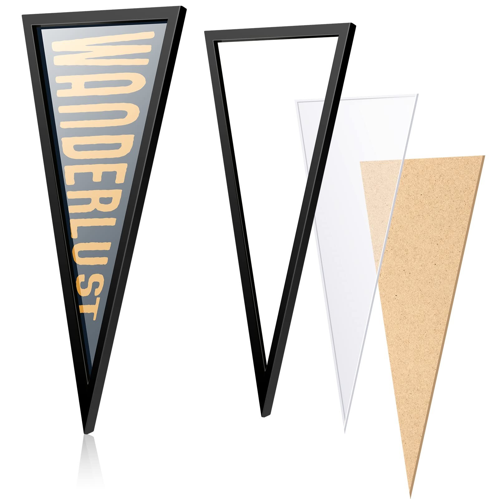 Pennant Frame Wood Flag Frame for 12 x 30 Inch Pennants Display Pennant Holde…