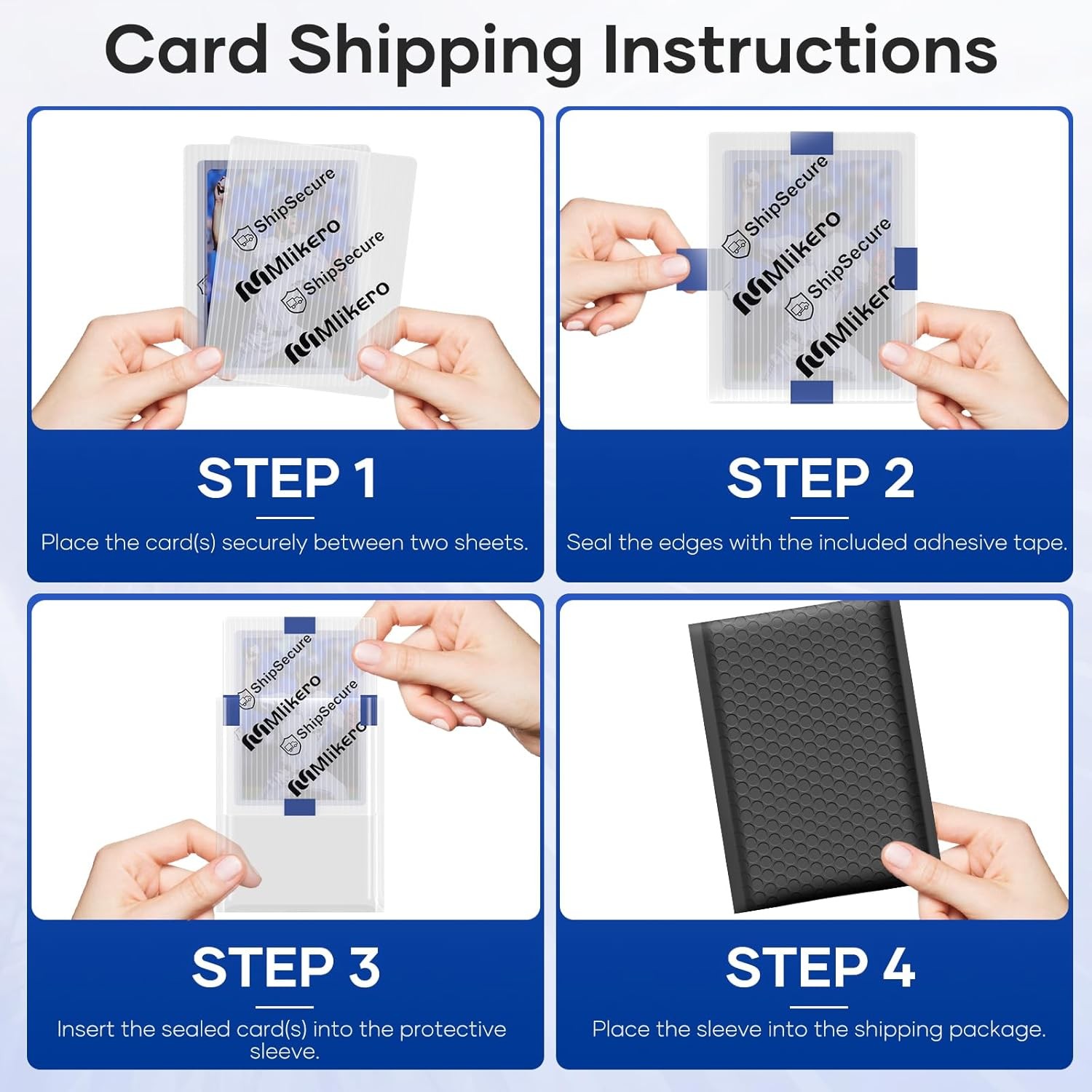 120 Pack Trading Card Shipping Protectors, 3.5” x 4.5” Plastic Card Protector
