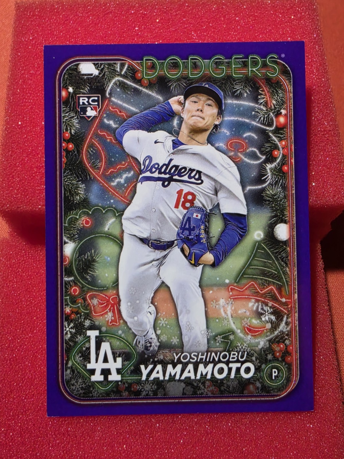 2024 Topps Holiday Purple Glitter – Yoshinobu Yamamoto RC 91/99 – Dodgers #H88