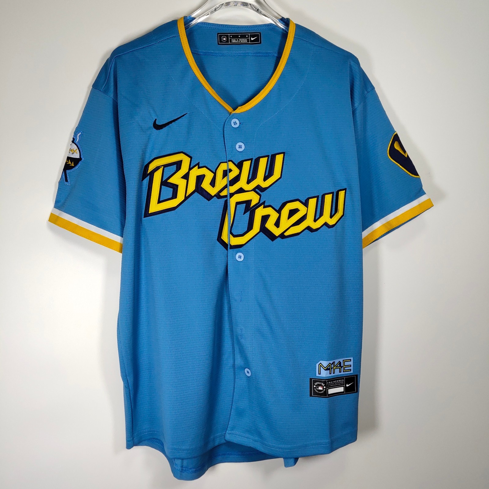 Milwaukee Brewers Baseball Jersey, Blank, Embroidered, Blue