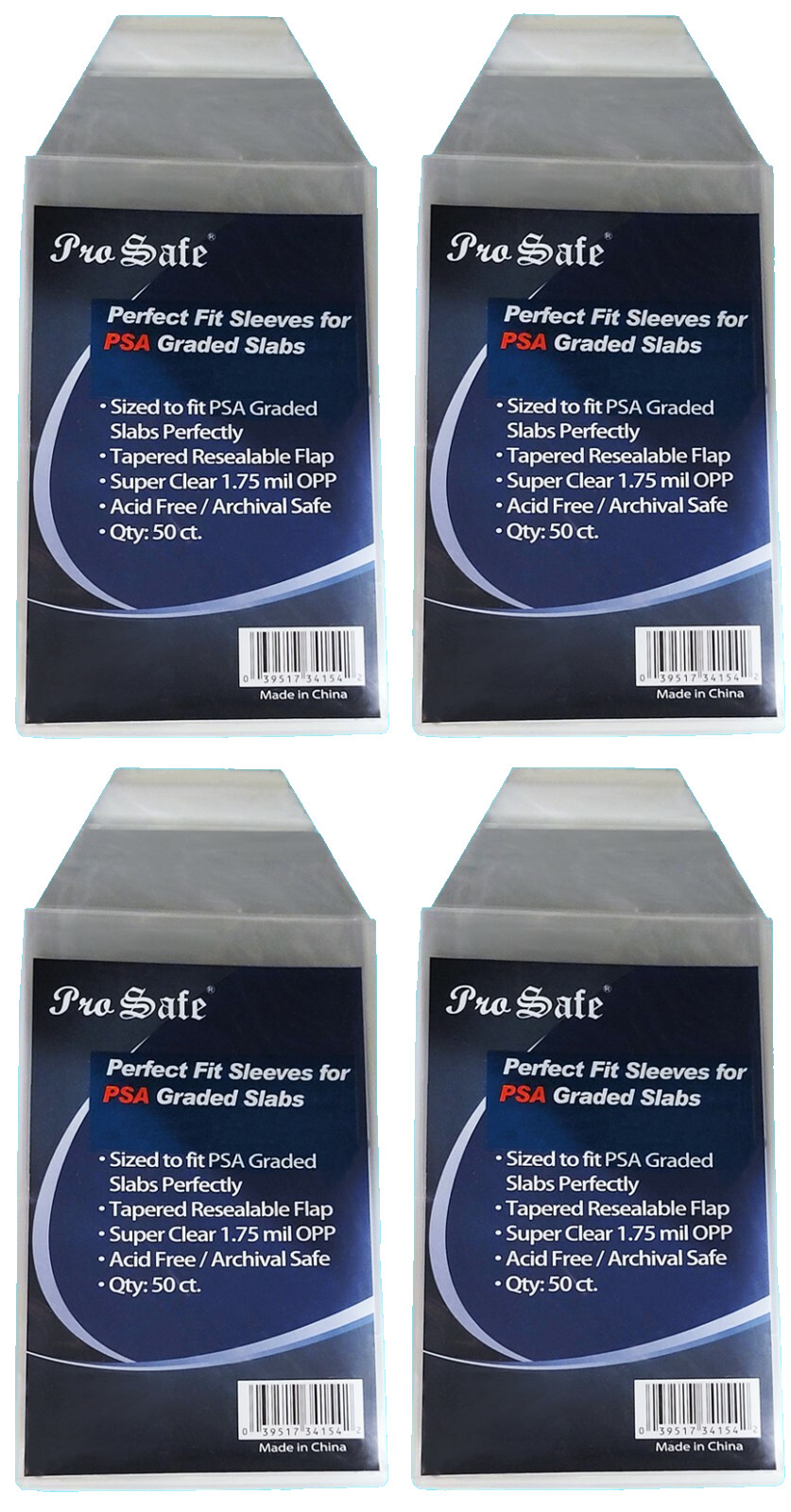 200 Pro Safe PSA Graded Slab Perfect Fit Sleeves Resealable Soft Bag Poly