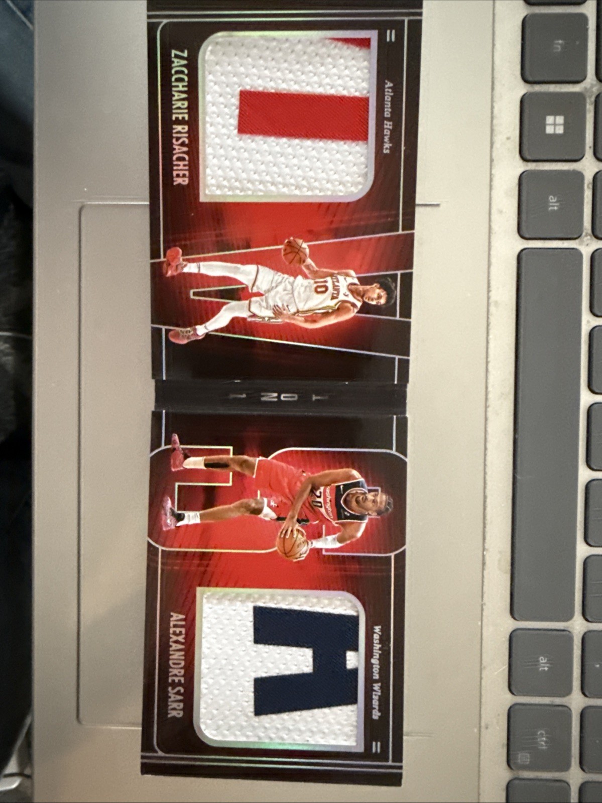 ZACCHARIE RISACHER ALEXANDRE SARR 2024-25 PANINI SILHOUETTE BOOKLET PATCH /25