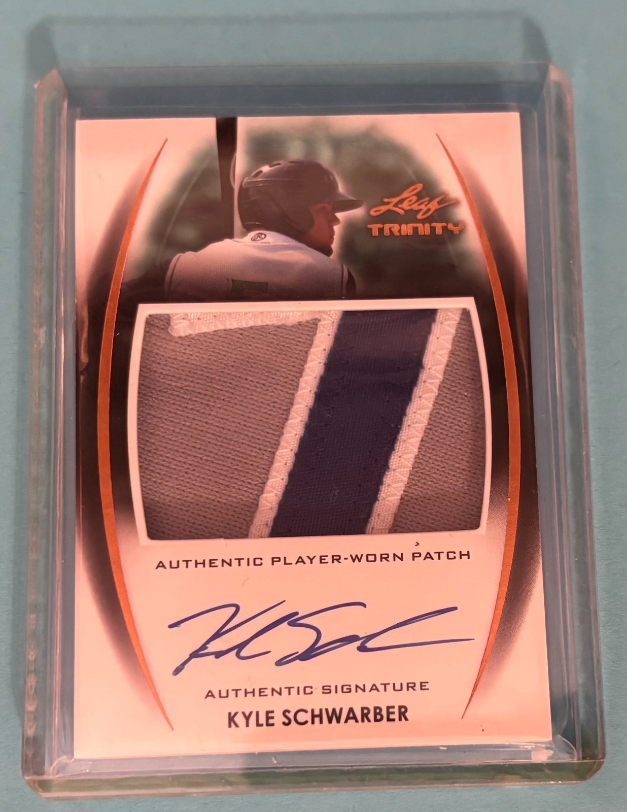 2014 Leaf Trinity Kyle Schwarber RC Auto/3-Color Jumbo Game Patch