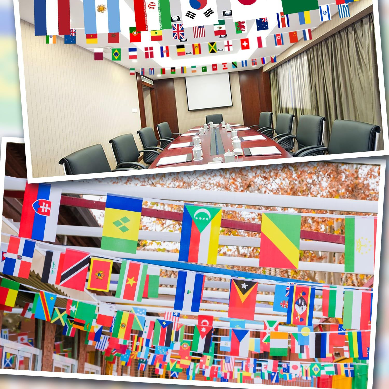 200 Countries String Flag – 184Ft World Banner 200 flags, Multicolored