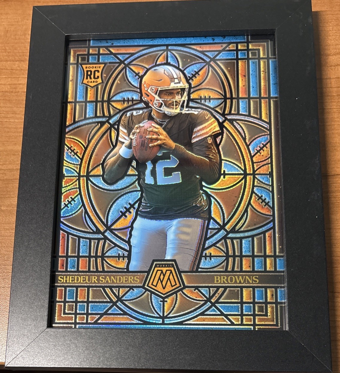 2025 Panini Mosaic Jumbo 5×7 Stained Glass Shedeur Sanders RC FRAMED 5×7