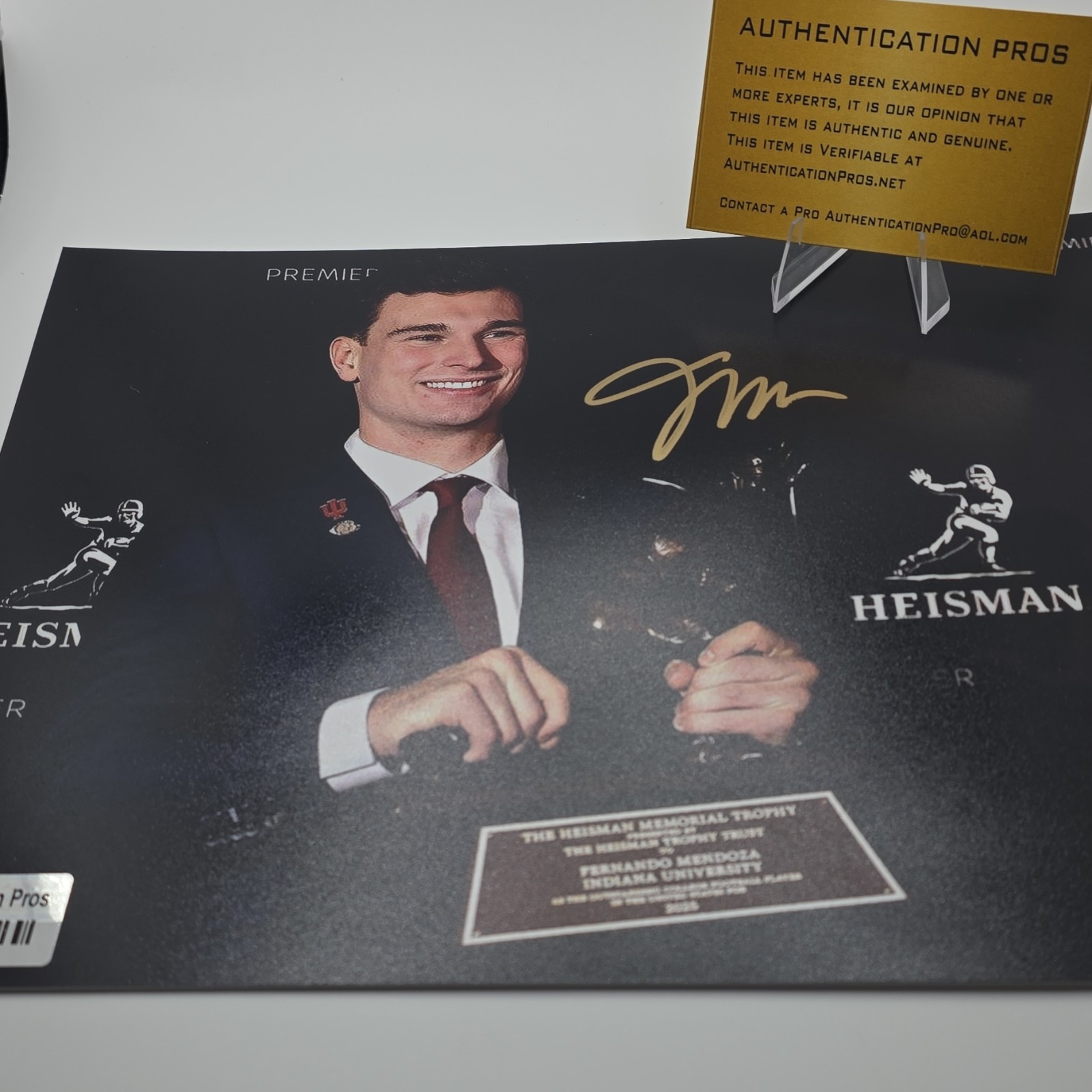 Fernando Mendoza Heisman Trophy Autographed Photo Indiana Authentication Pros