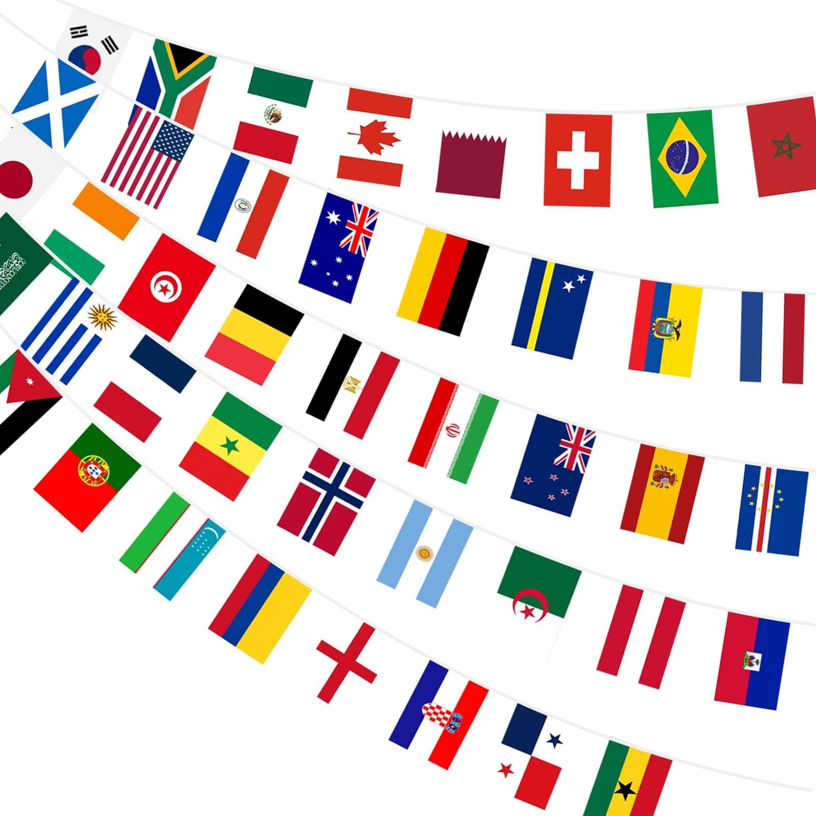 AhfuLife 48 Countries World Flag String 7.87 x 11.02 in-1 Pack, Cup