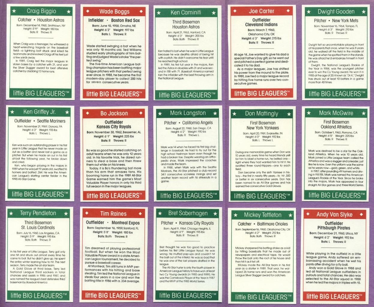 1990 & 1991 Little Big Leaguers Baseball Book Insert Cards (No #) Buyer’s Choice