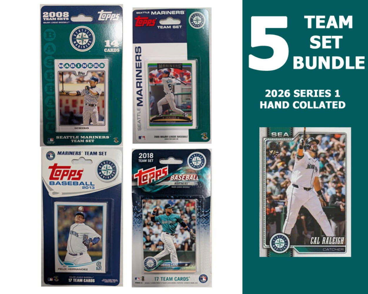 Topps Seattle Mariners Team Sets 2008 2006 2013 2018 + 2026 Series 1 Cal Raleigh