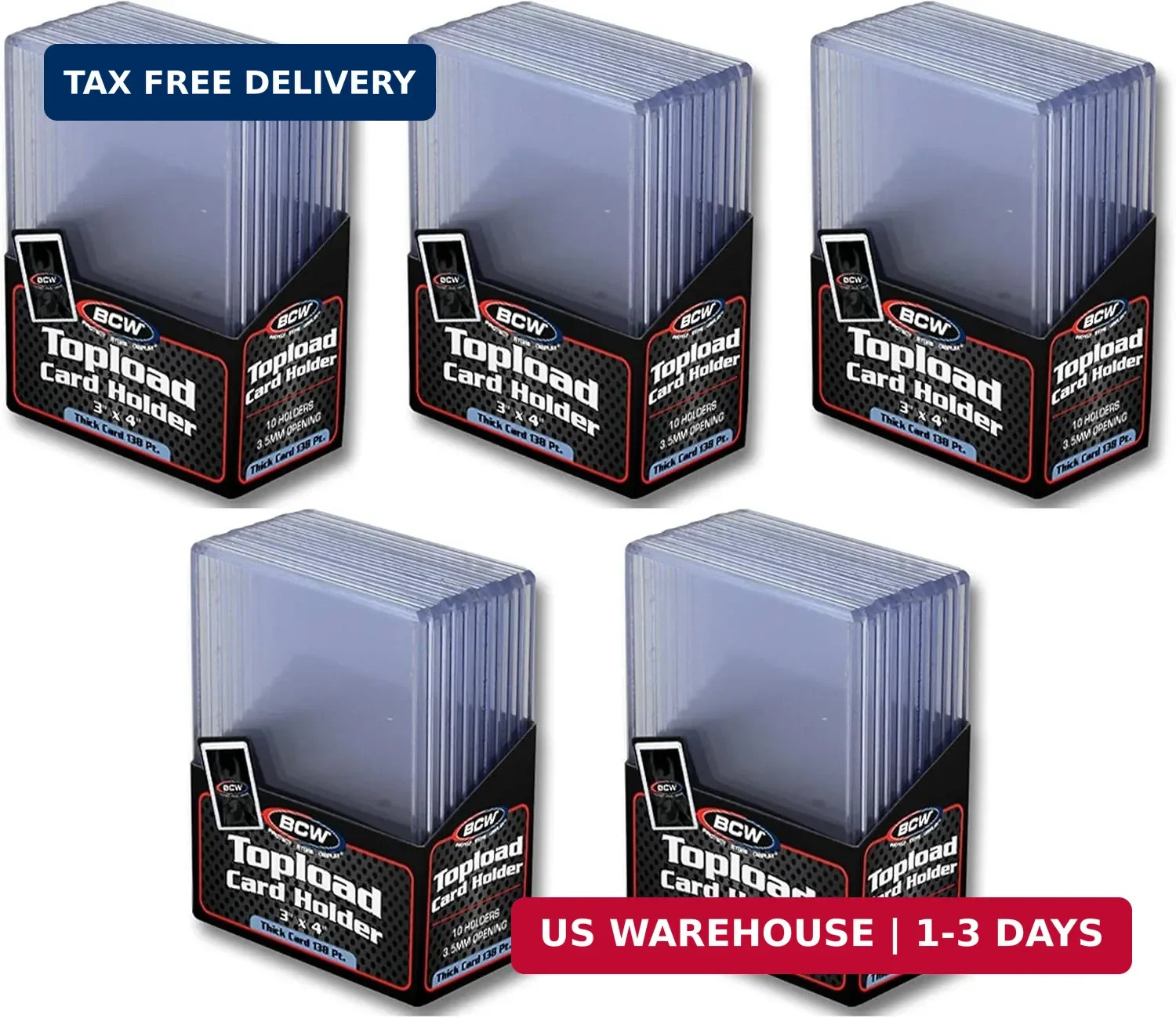 BCW 138 PT. Thick Card Topload Holder – Pack of 50 | Durable Rigid PVC Toploader