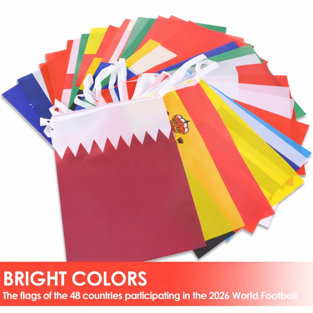AhfuLife 48 Countries World Flag String 7.87 x 11.02 in-1 Pack, Cup