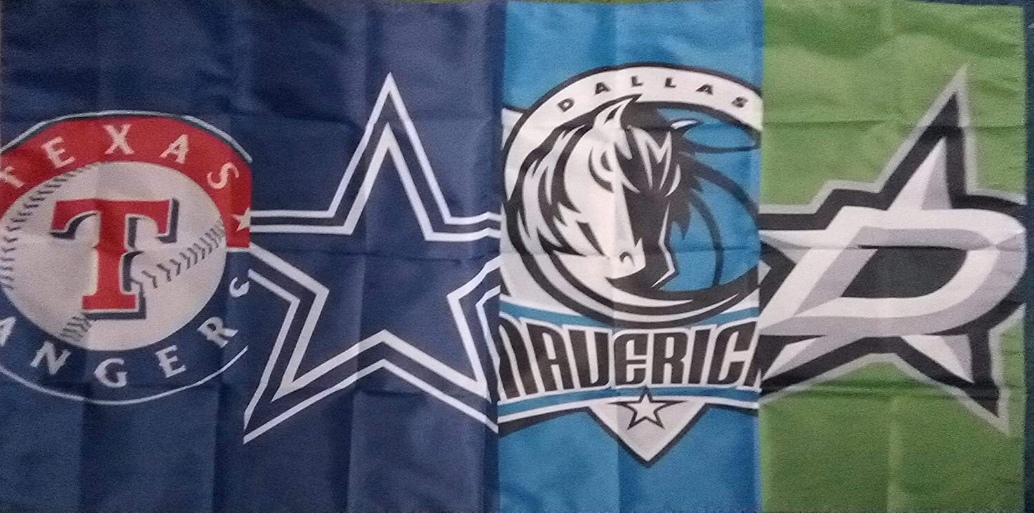 Dallas City Teams Logos Flag 3x5ft-Cowboys, Mavericks, Rangers Stars MLB NFL NBA