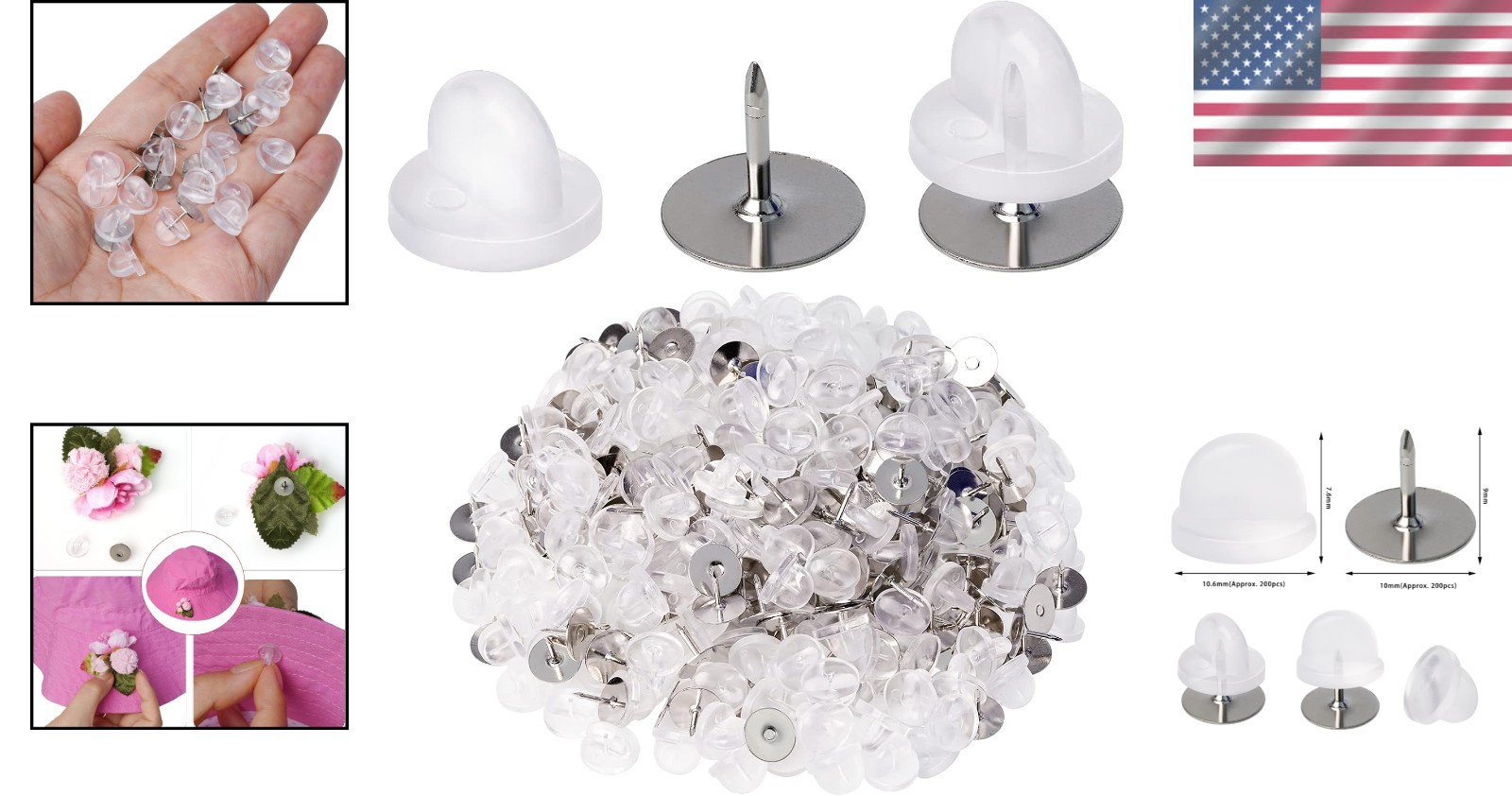 Secure 400pcs Butterfly Clutch Pin Backs & Tie Tacks for Jewelry Making
