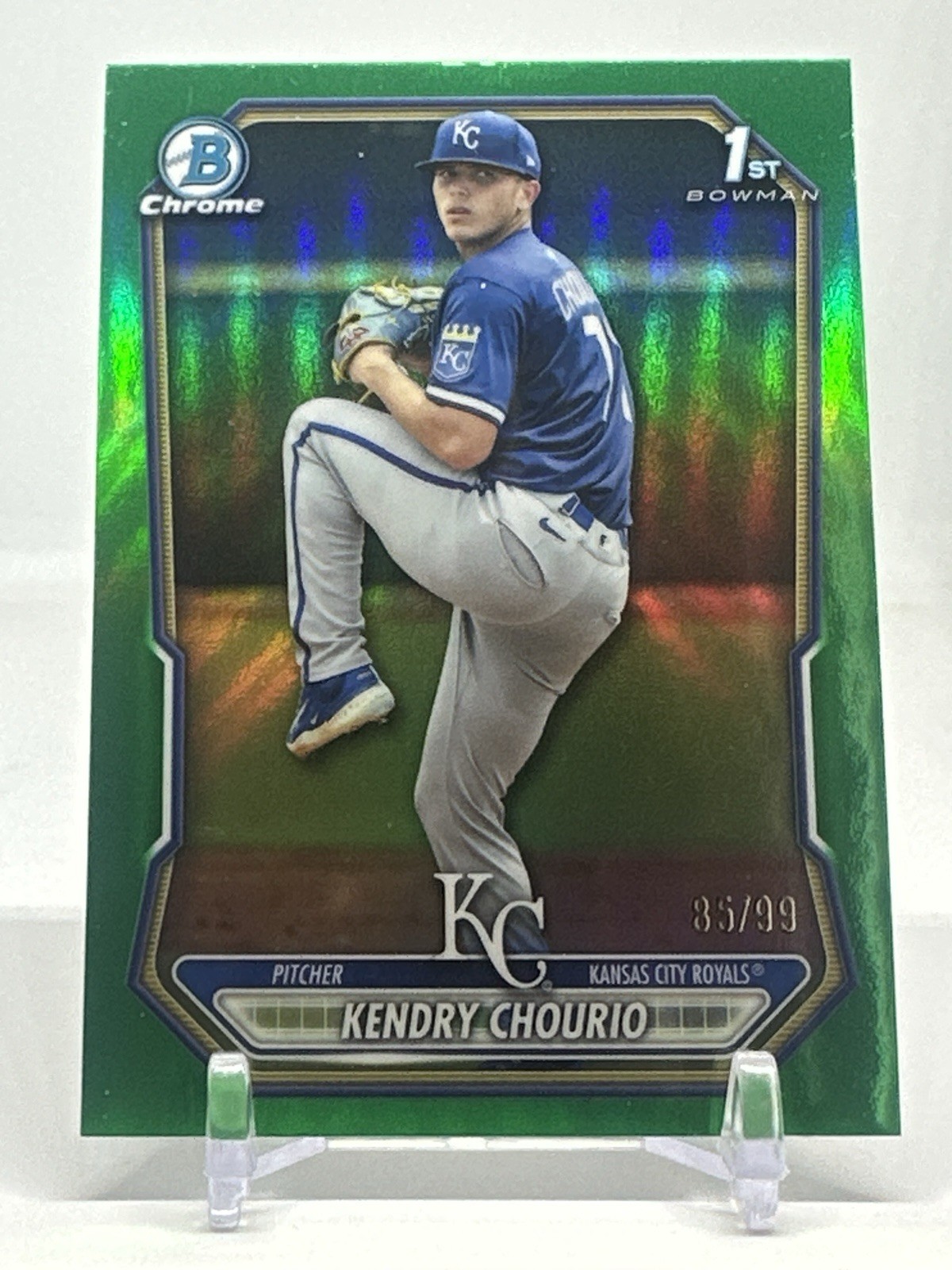 2026 Topps Bowman Chrome Kendry Chourio 1st True Green /99 Royals #BCP-7