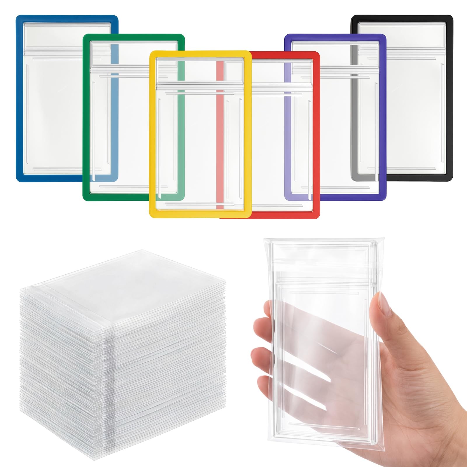 100 Pcs Graded Card Sleeves and 6 Pcs Bumper Guards for 35pt Graded Cards, Resea
