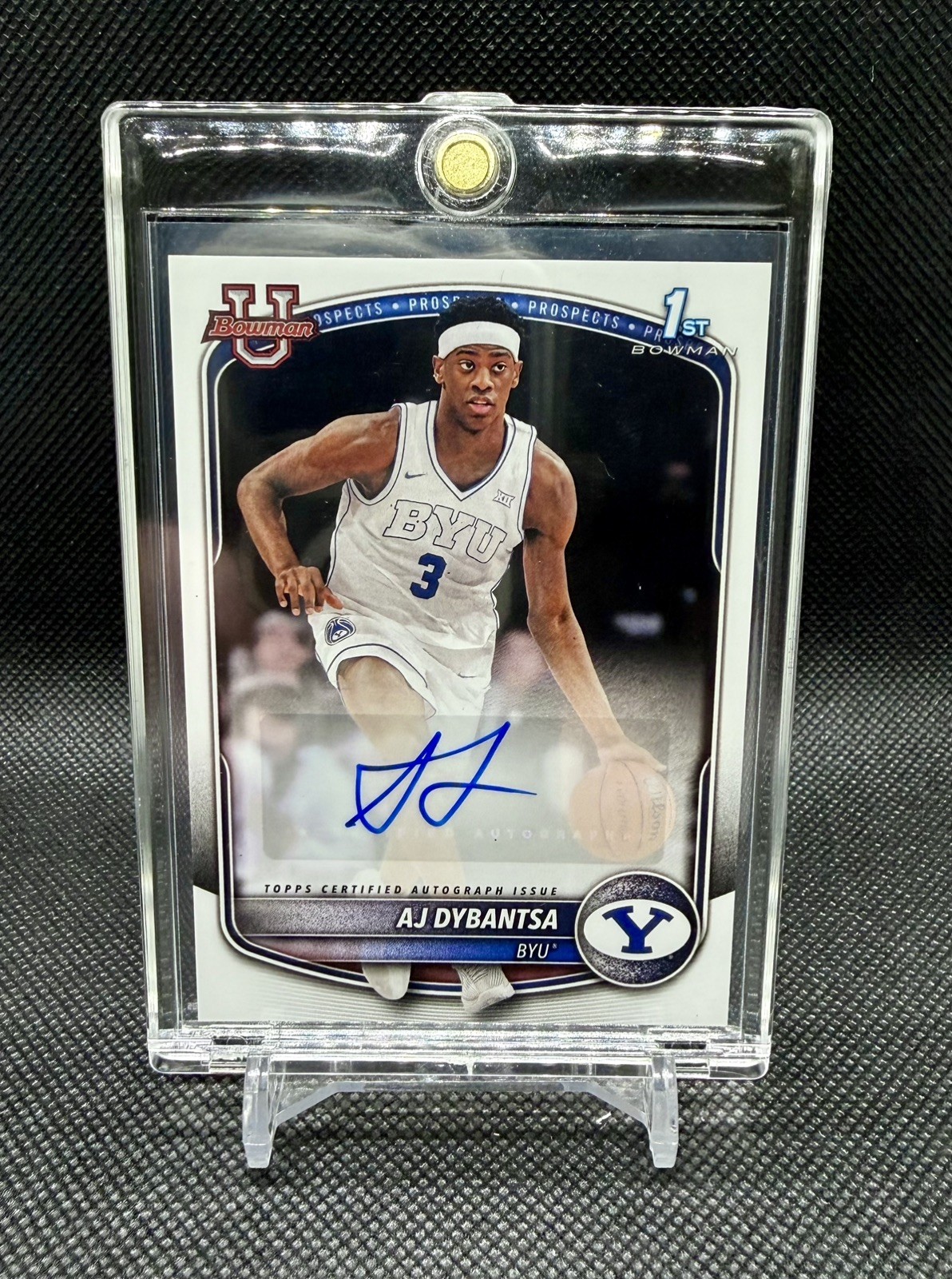Topps 2025-26 Bowman University AJ Dybantsa BYU Auto Paper Prospect #PA-AY #1