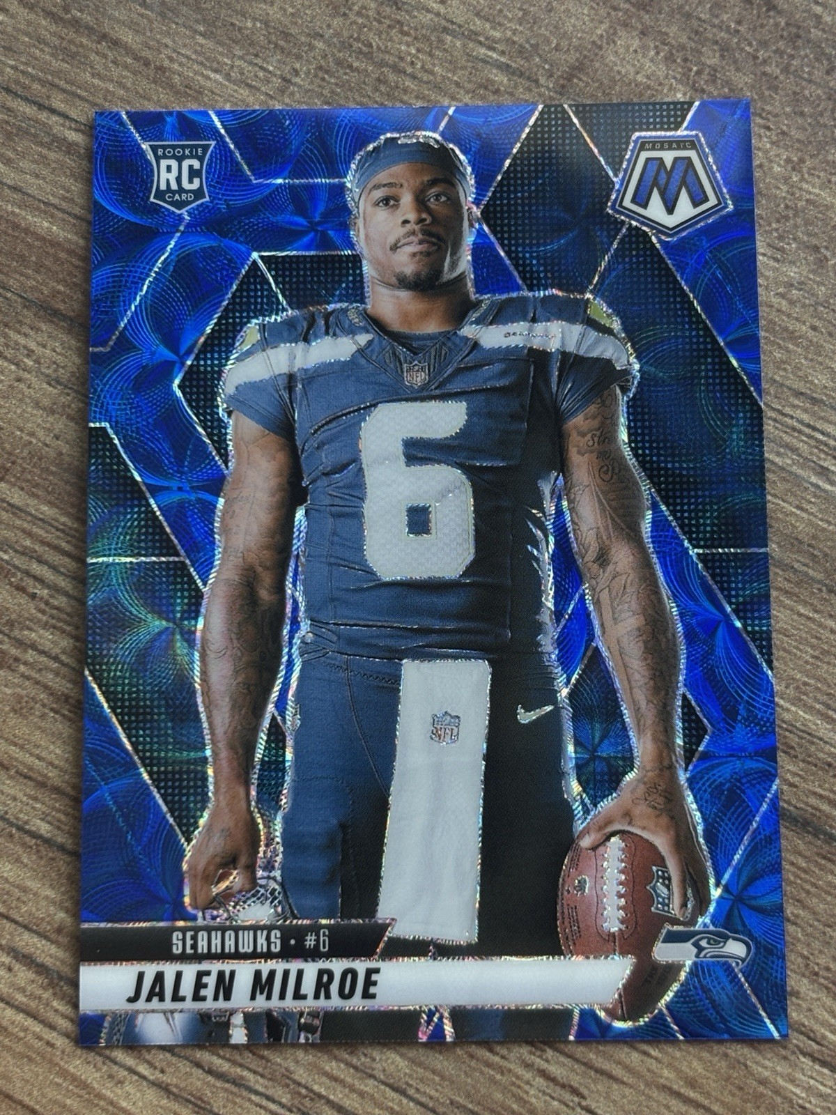 2025 Panini Mosaic Jalen Milroe #283 Seattle Seahawks RC Rookie QB Blue Scope