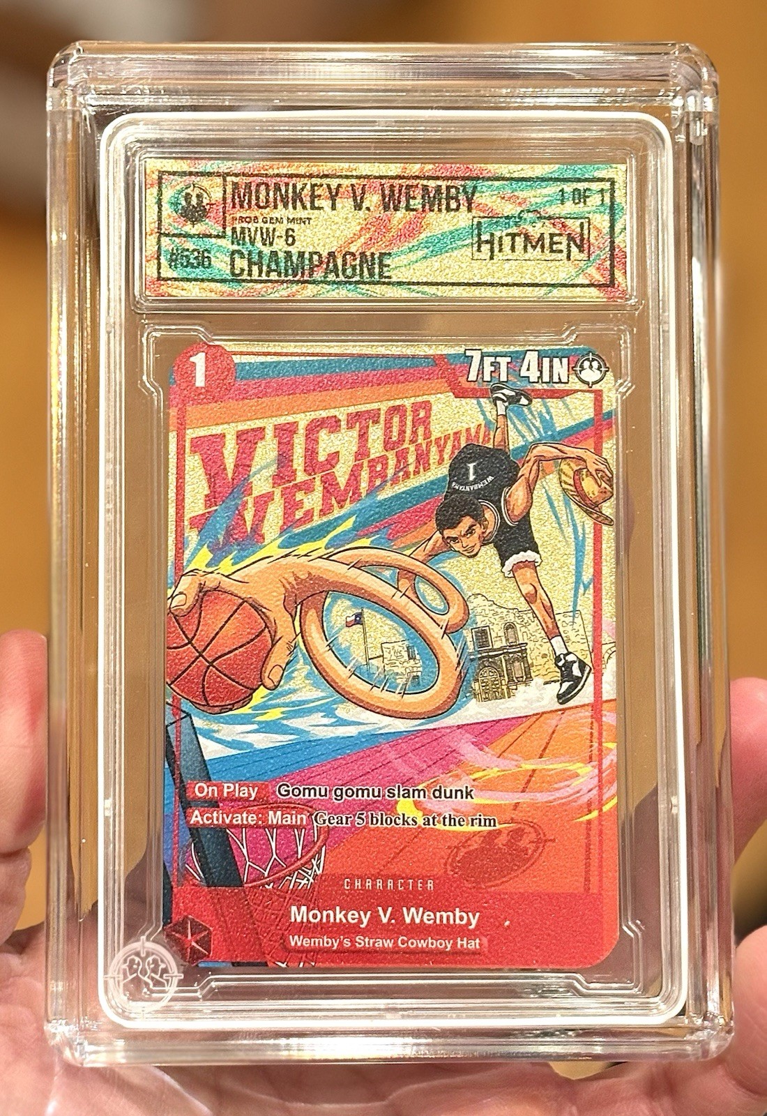 Wemby “Monkey V Wemby” 1/1 Champagne Case Hitmen One Piece Card Lacquer Case