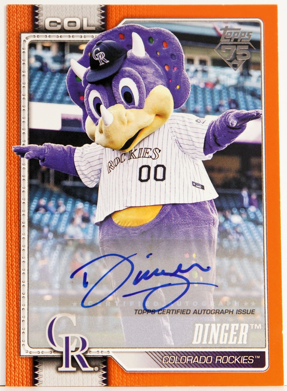 Colorado Rockies Mascot DINGER M-4 Auto Orange 13/25 2026 TOPPS CELEBRATION