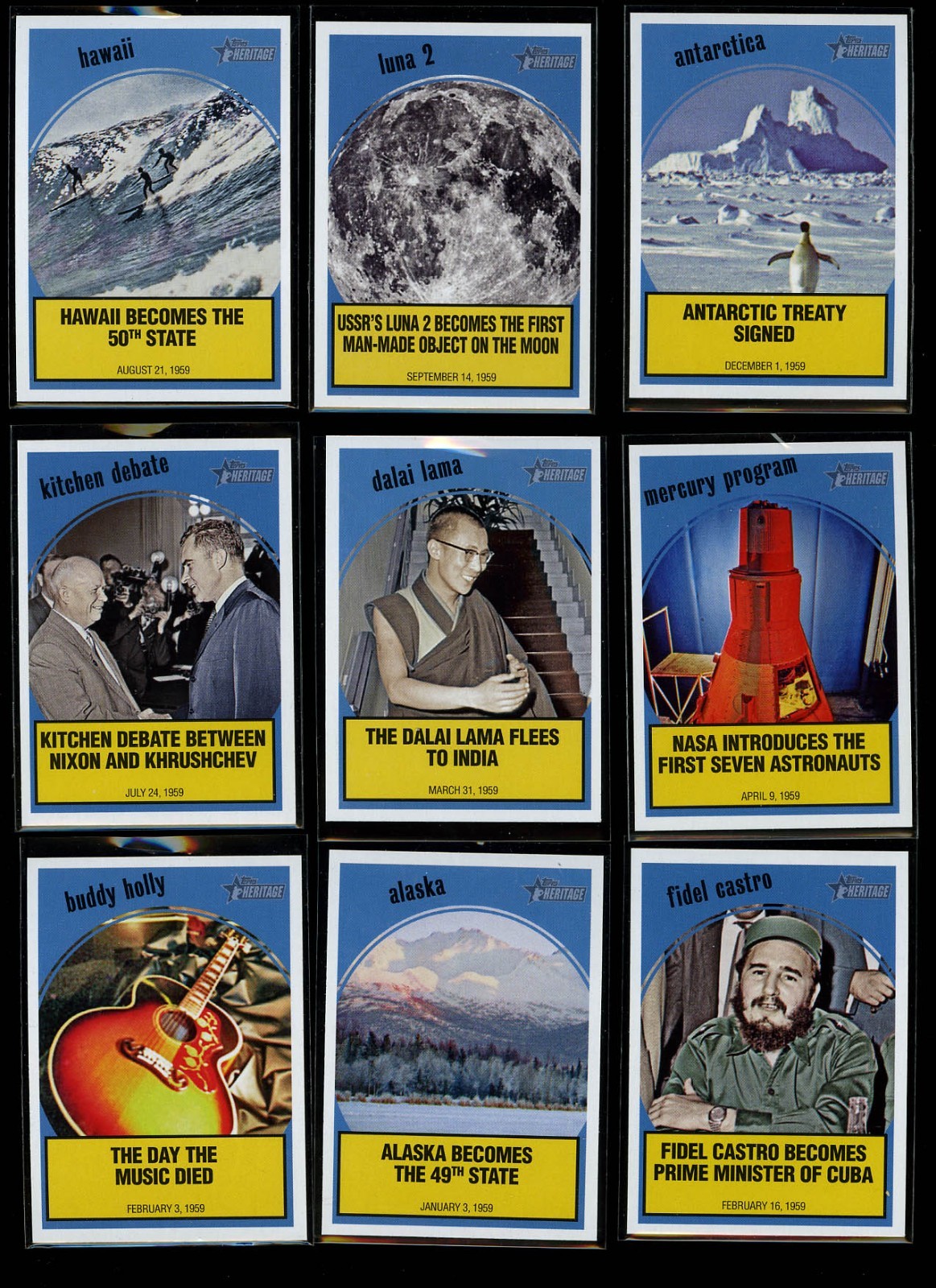2008 Topps Heritage News Flashbacks Inserts Complete Set NF 1-10