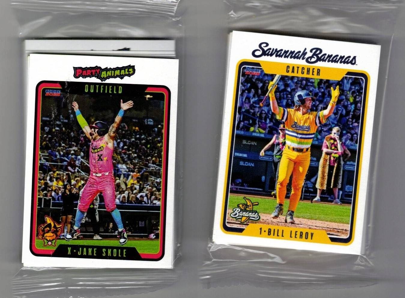 2025 SAVANNAH BANANAS SET 34 CARDS & PARTY ANIMAL SET 28 CARDS 2 SETS SPECIAL