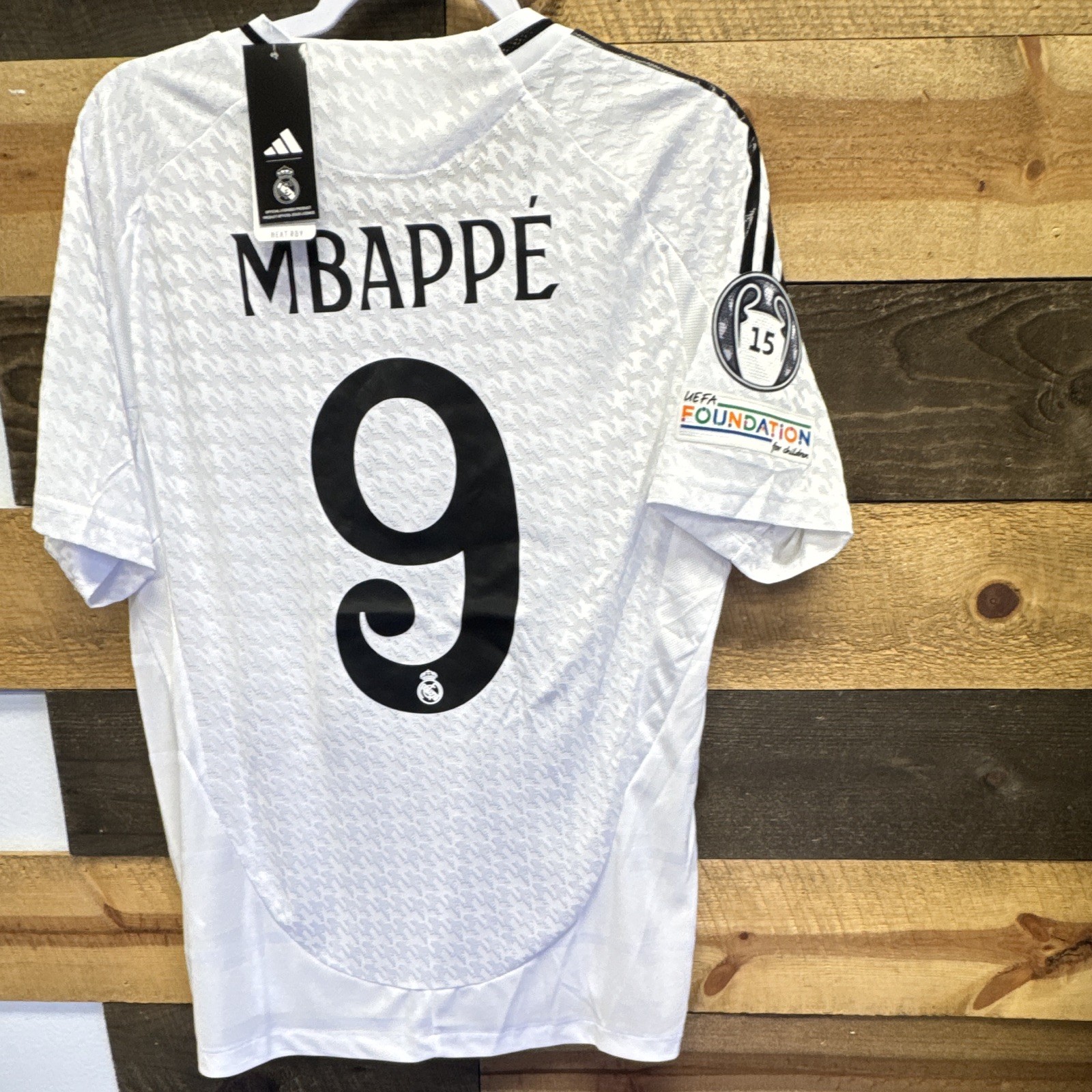 adidas Real Madrid Kylian Mbappé #9 Men’s Soccer Jersey White/Black M Patch