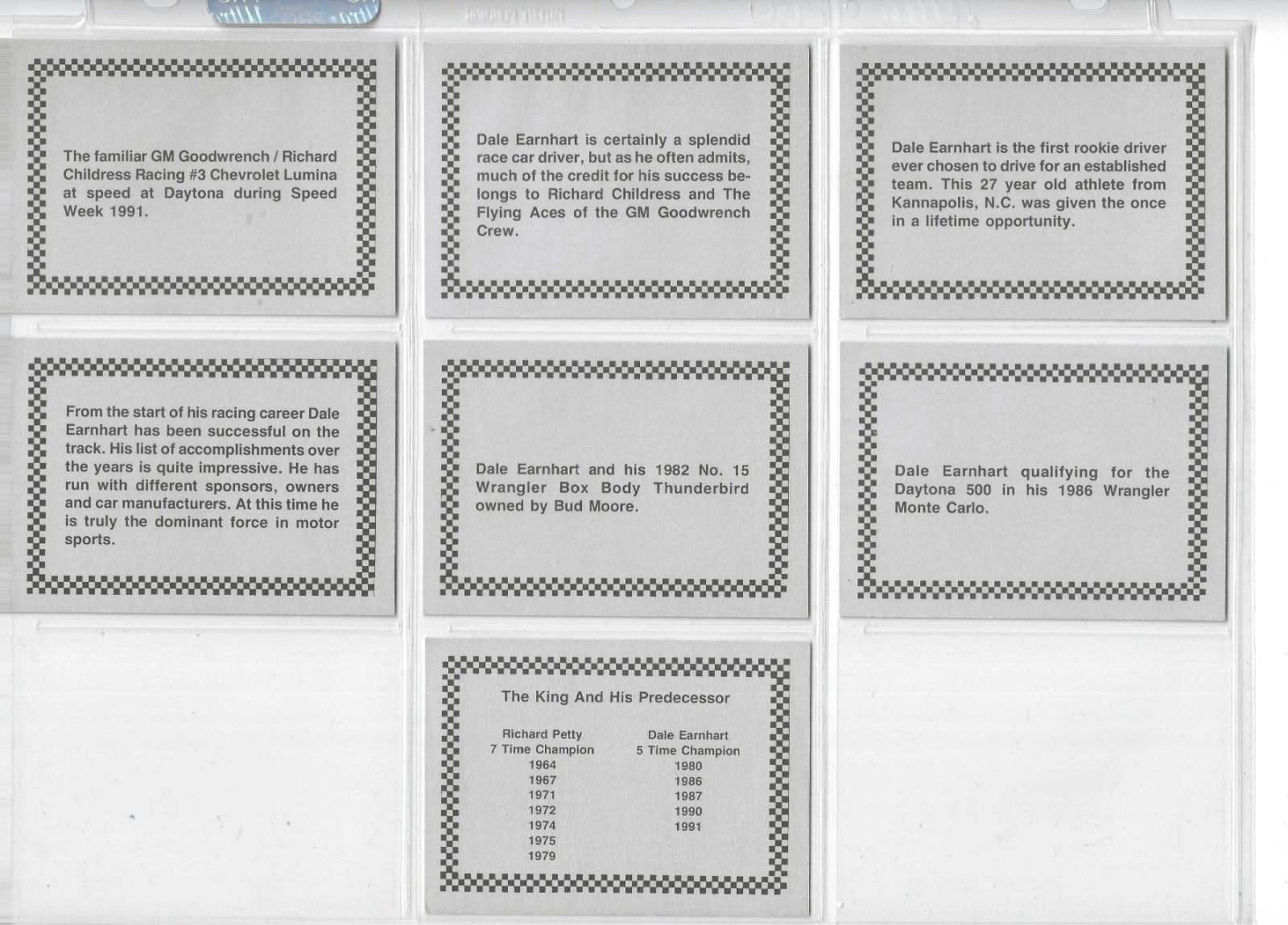 *(Unknown)-Dale Earnhardt/Richard Petty-Complete 13 card set-SEE DESCRIPTION!*