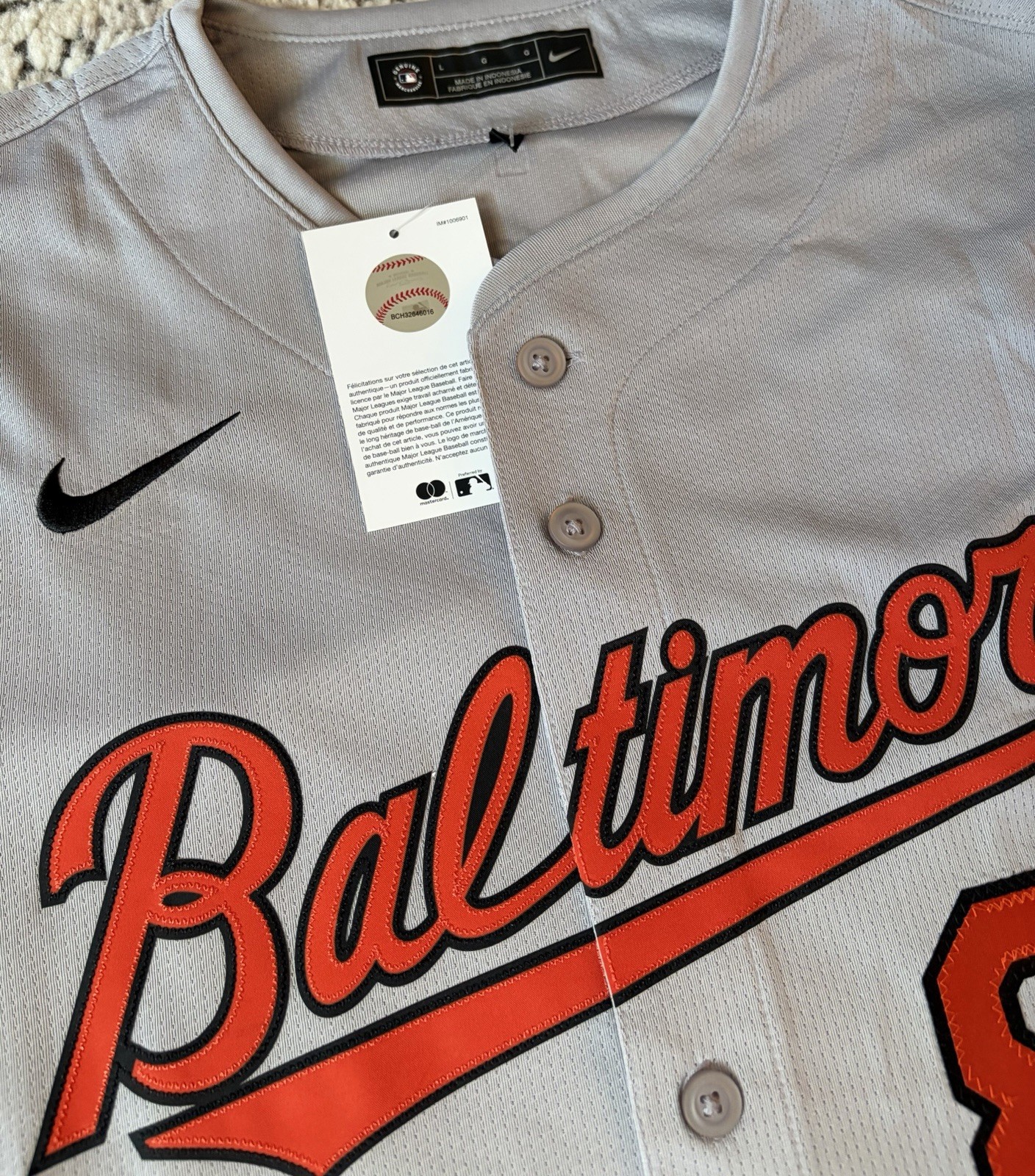 Nike Authentic Baltimore Orioles Cal Ripken Jr Baseball Gray Jersey Men’s Sz L