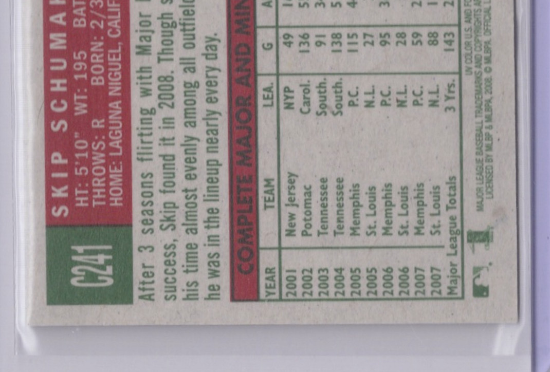 2008 Topps Heritage Chrome Skip Schumaker /1959 St. Louis Cardinals #C241