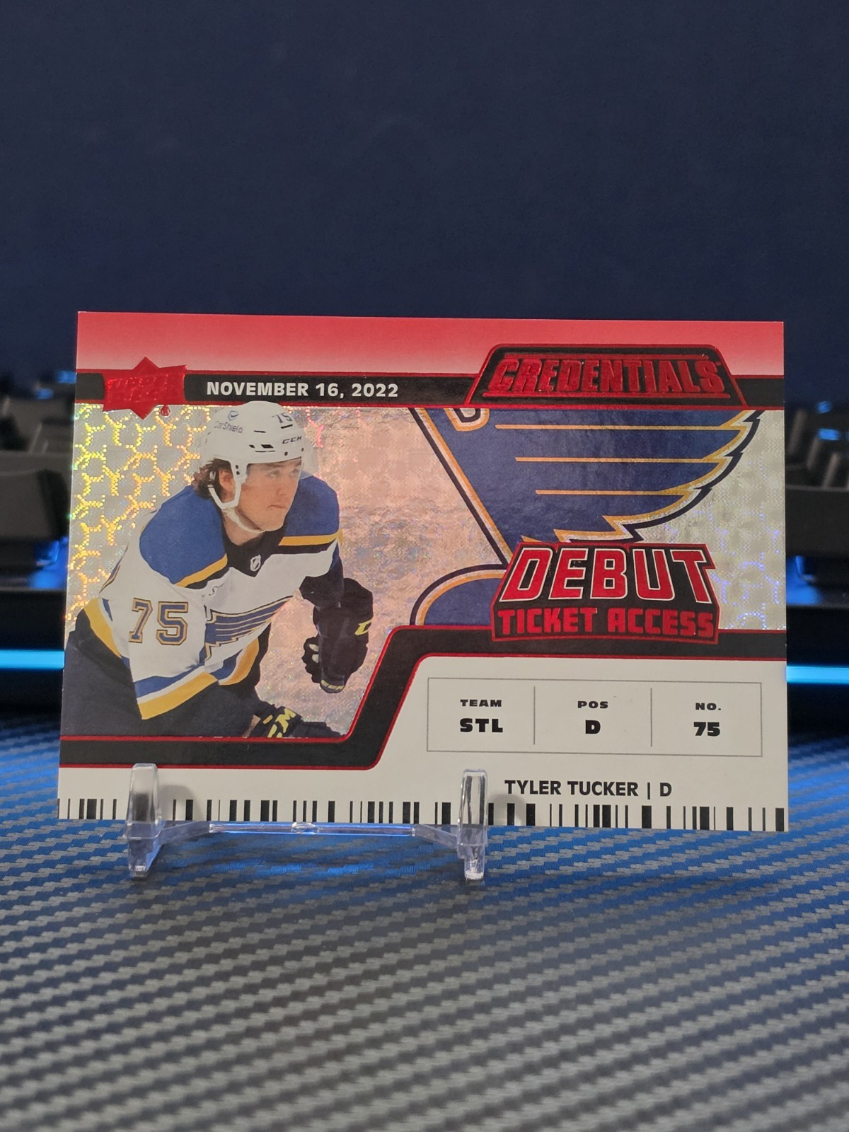 [Debut Ticket Access] 2022-23 Upper Deck Tyler Tucker Rookie #110 /299 Blues