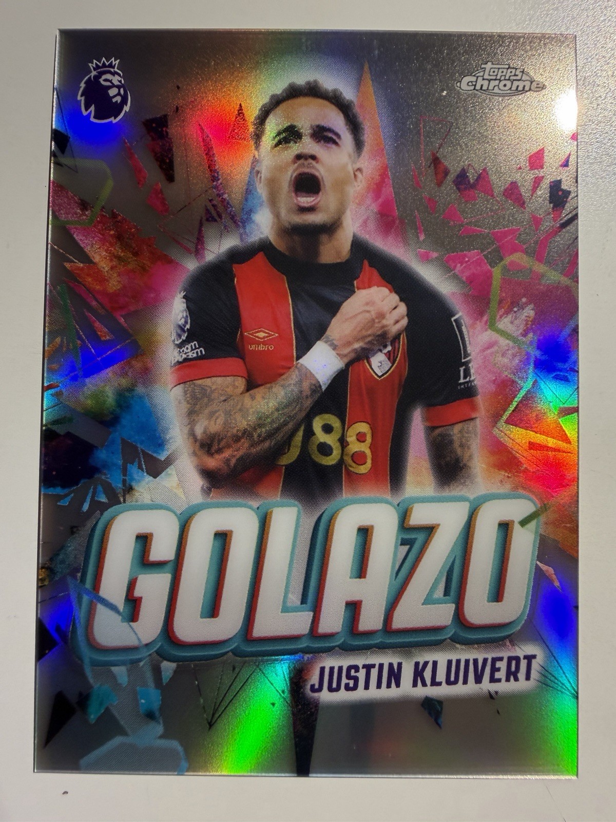 2026 Topps Chrome Premier League RARE Golazo REFRACTOR GZ-1 Justin Kluivert, AFC
