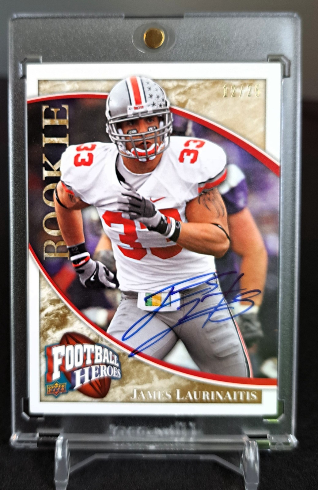2009 UD Heroes Gold JAMES LAURINAITIS ON CARD AUTO RC #12/25 SSP Rare Ohio State