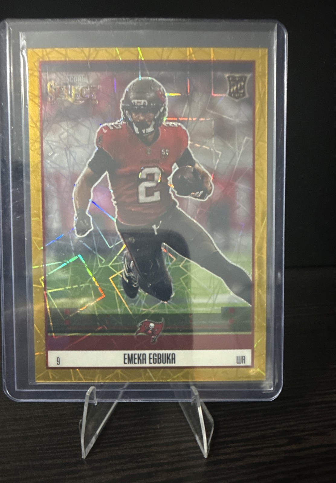 2025 Panini Select Score Throwback Emeka Egbuka Gold Prizm #21 /10 TB Bucs NFL
