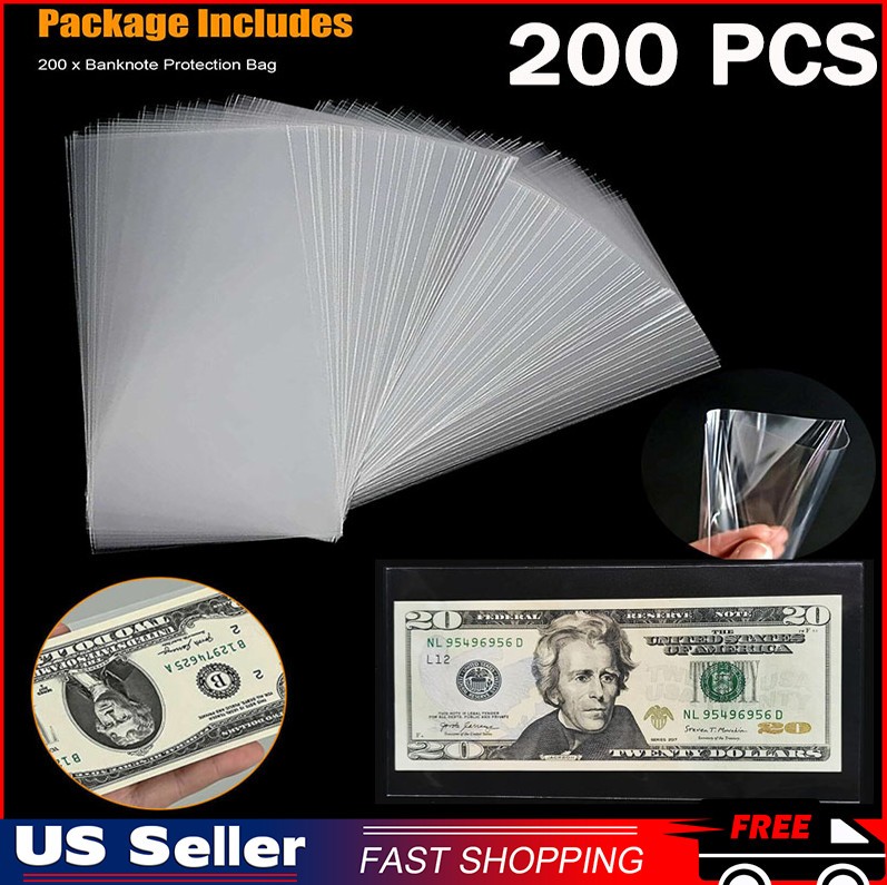 Money Bag 200-1000pcs Storage Protect Currency Banknotes Clear Soft Sleeves
