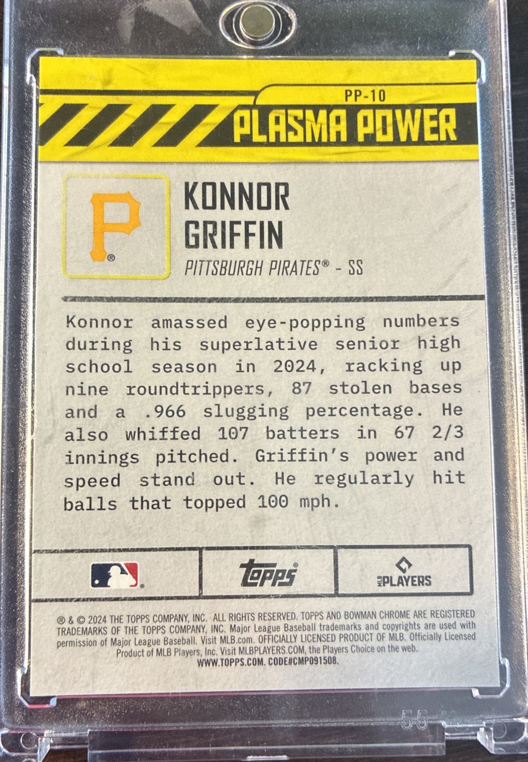 2024 Bowman Draft – Plasma Power Konnor Griffin #PP-10 Gold Refractor /50 (RC)