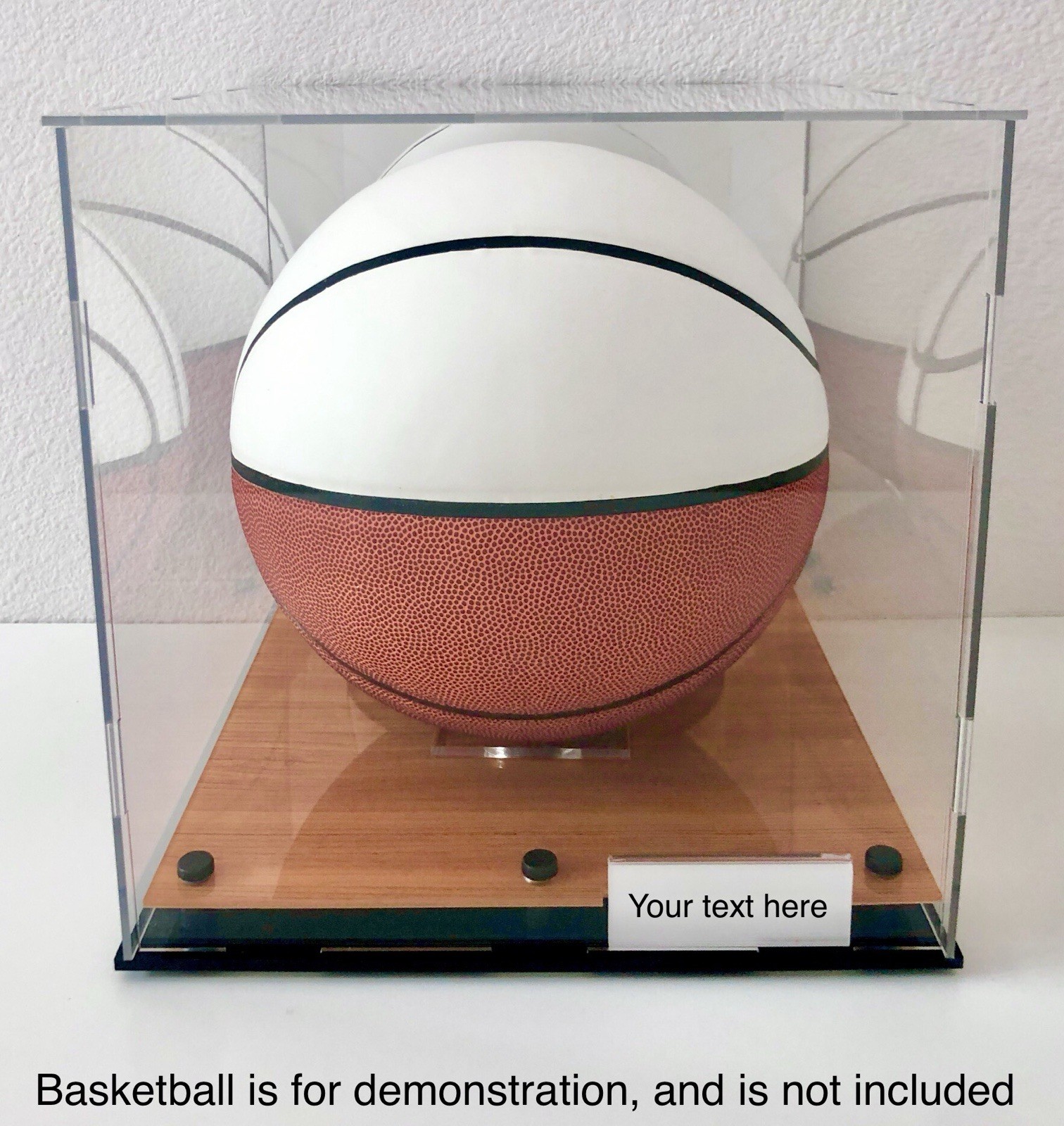 Basketball Display Case with Acrylic Wooden Court Base & Mirror Back