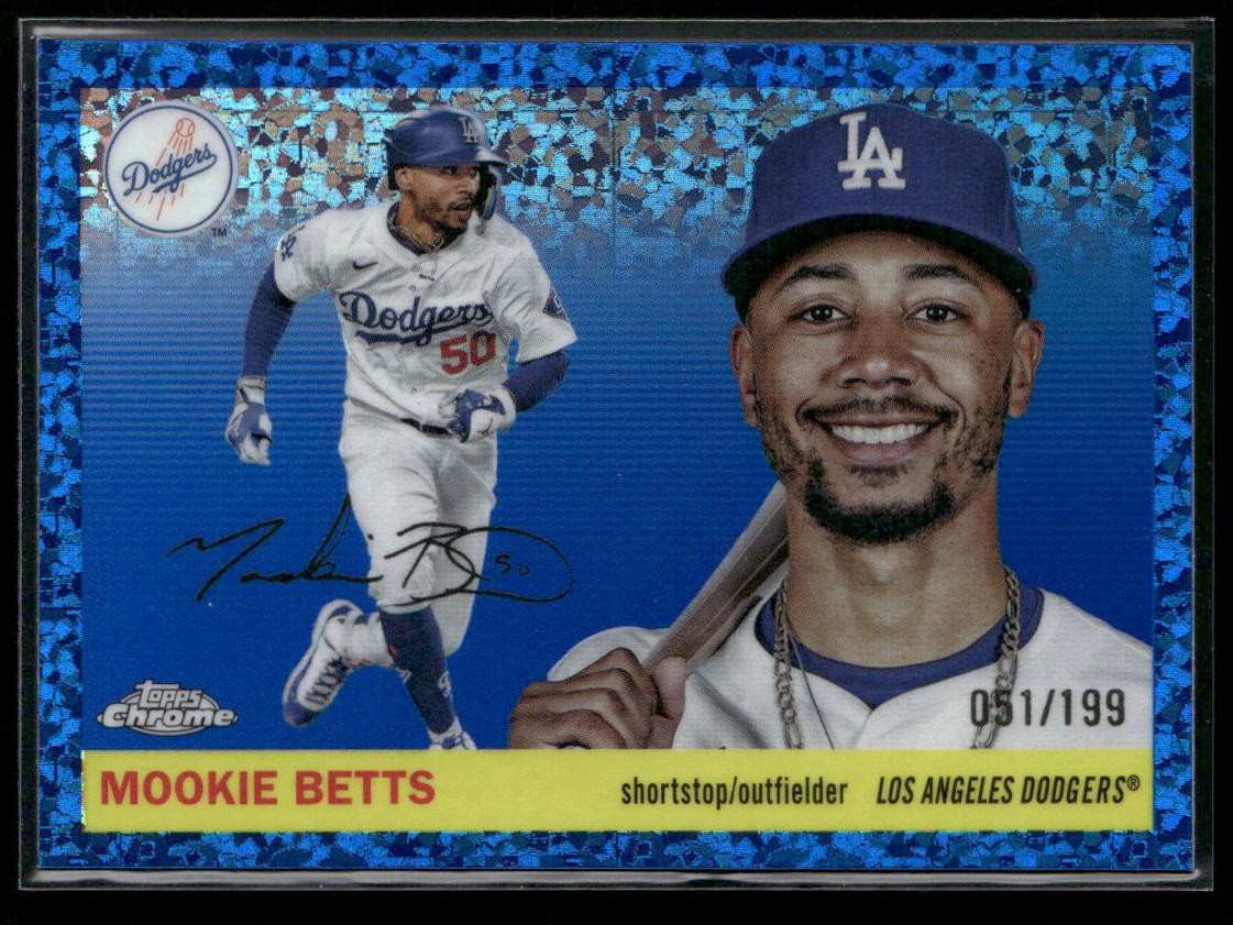 2025 Topps Chrome Platinum #65 Mookie Betts Blue Mini-Diamond Refractors #/199