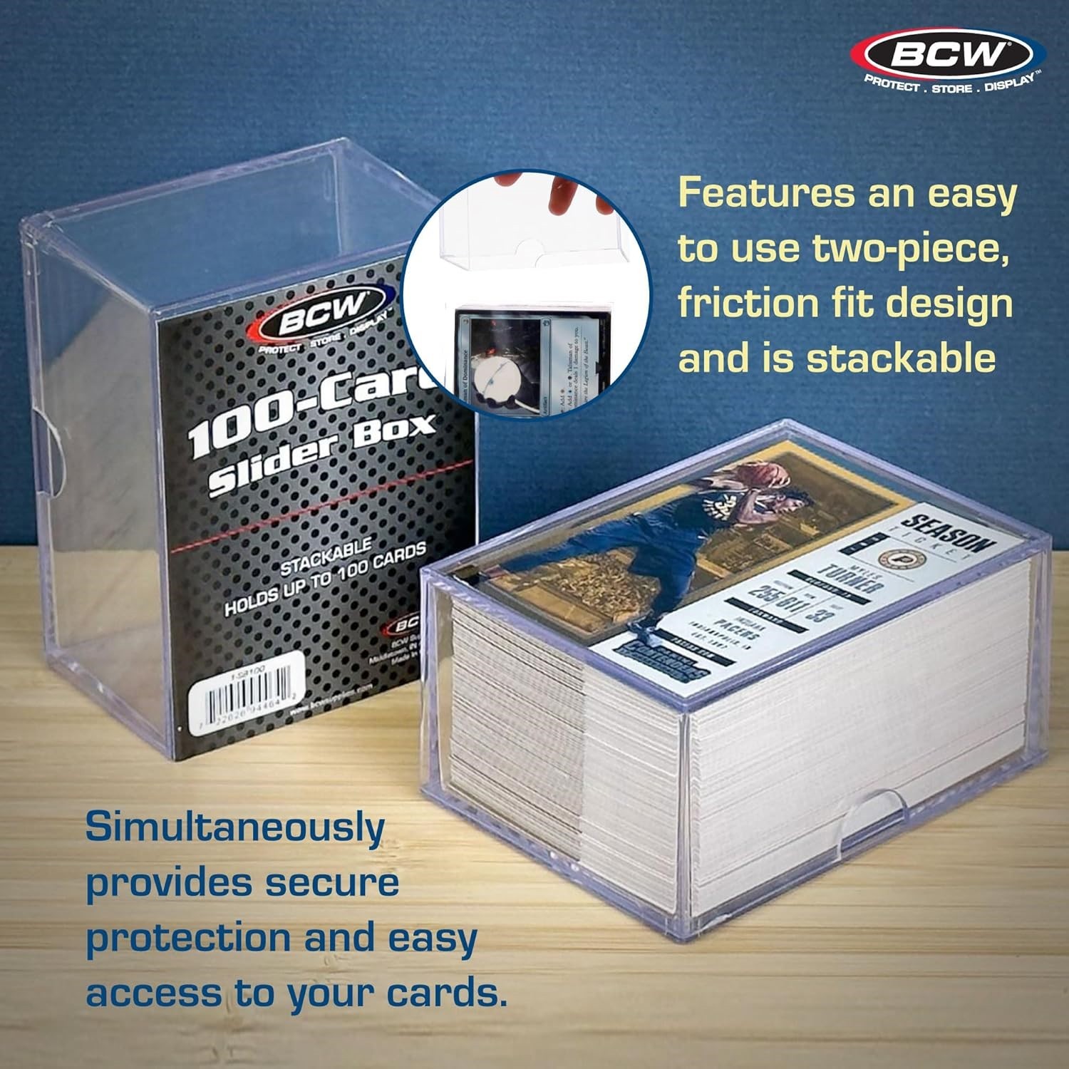 BCW Clear Slider Boxes Hold 100 Standard Cards – Baseball Basketball Storage