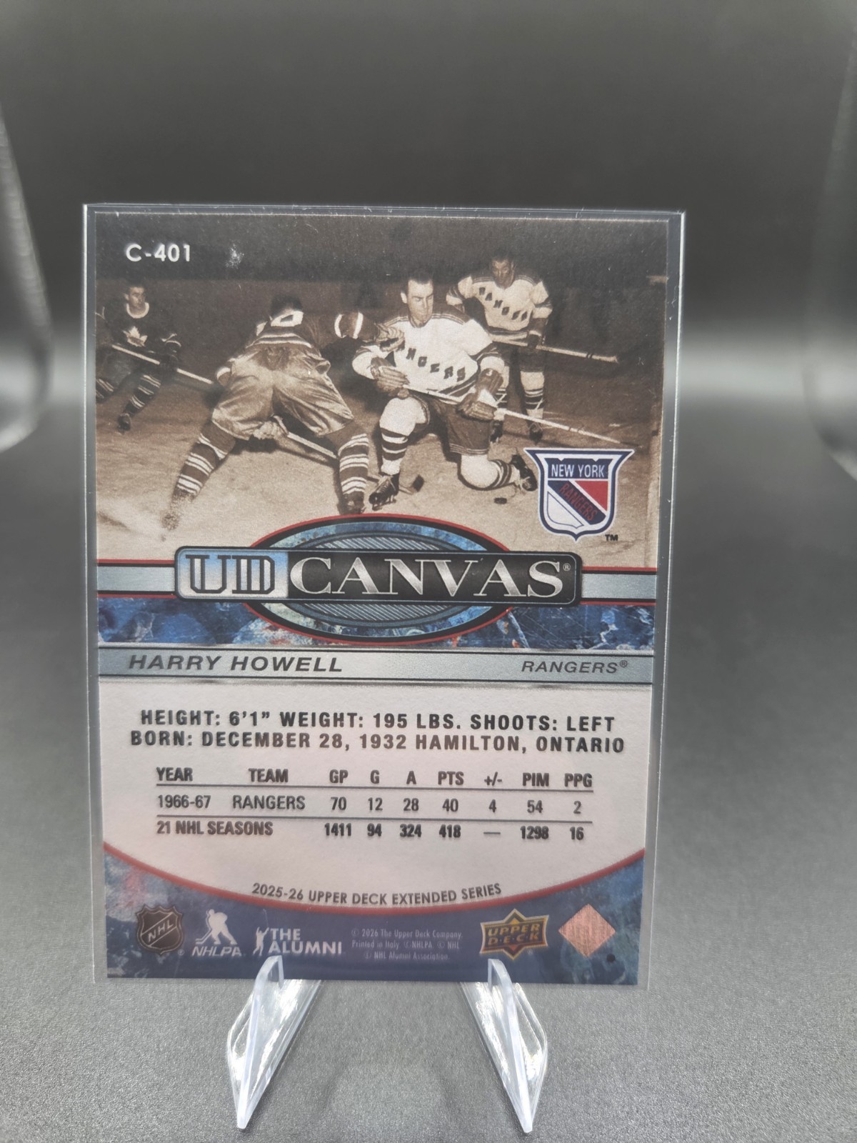 2025-26 Upper Deck Extended Series UD Canvas Legends Harry Howell Rangers #C-401