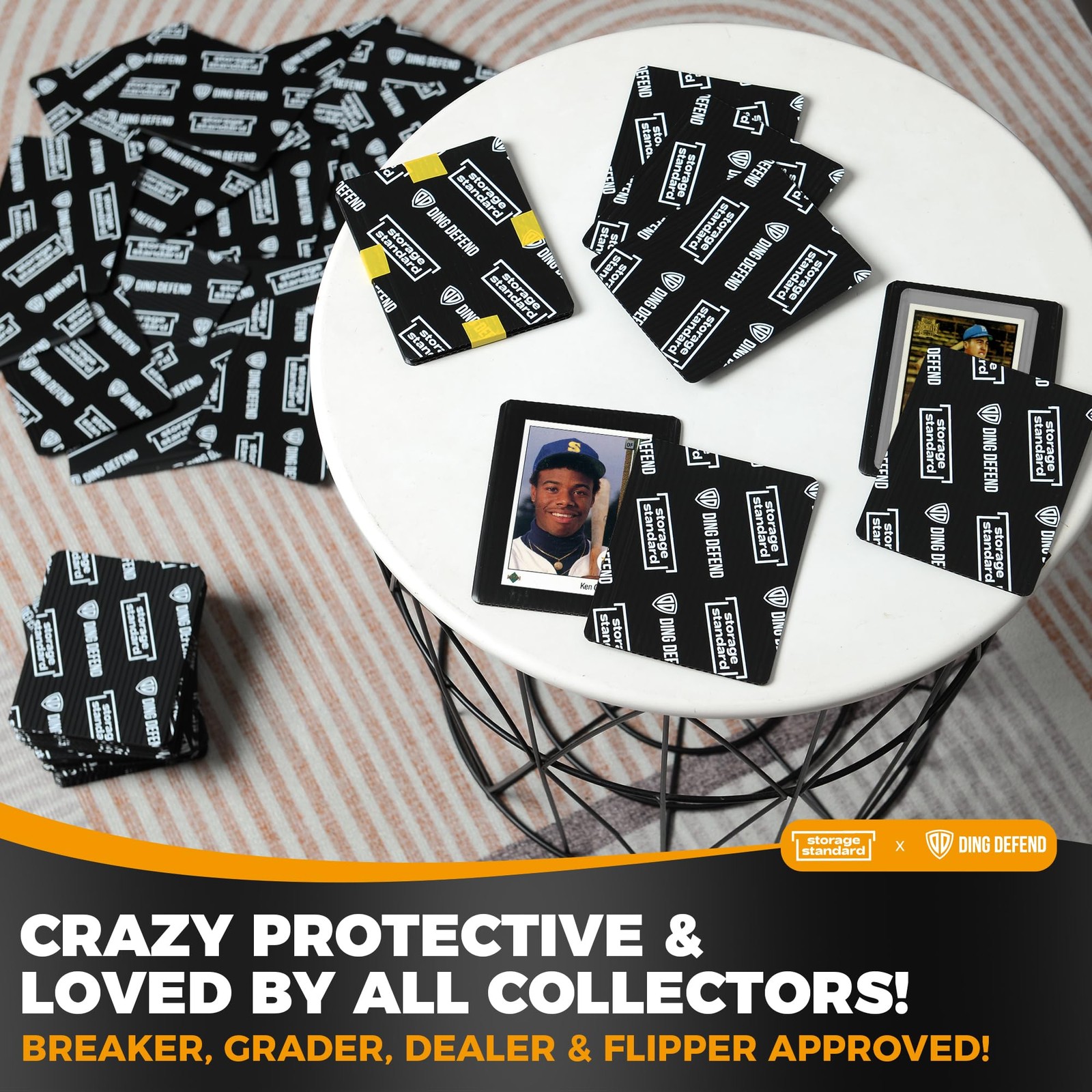 Ding Defend 110Pack Trading Card Protector Shipping 3.5 x 4.5 Inch Black Hob…