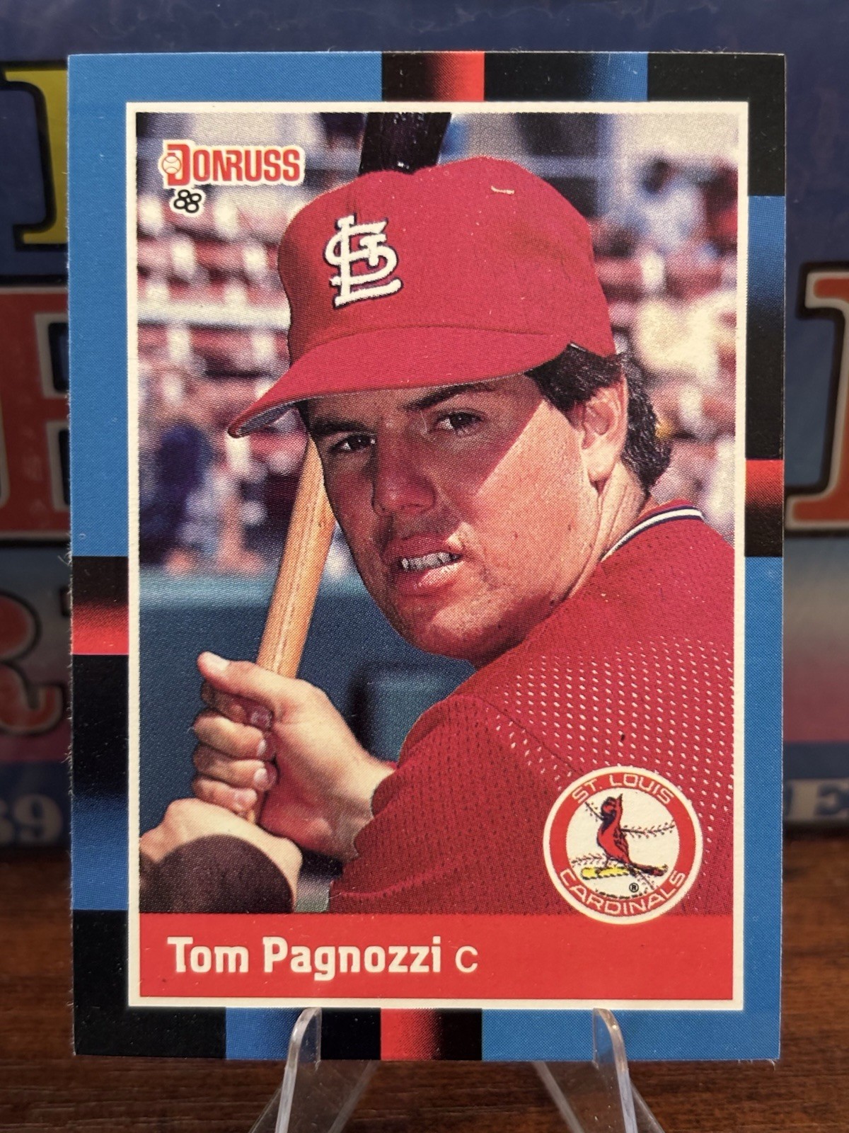 1988 Donruss – Tom Pagnozzi #577 Solid Blue Upper Left Corner (RC)