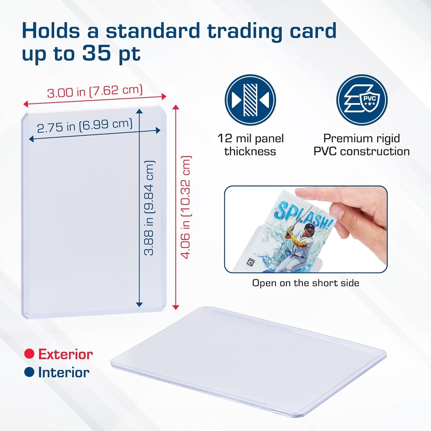 BCW 3×4 Topload Card Holder Standard 25 Count Pack, Fits Cards Up to 35pt