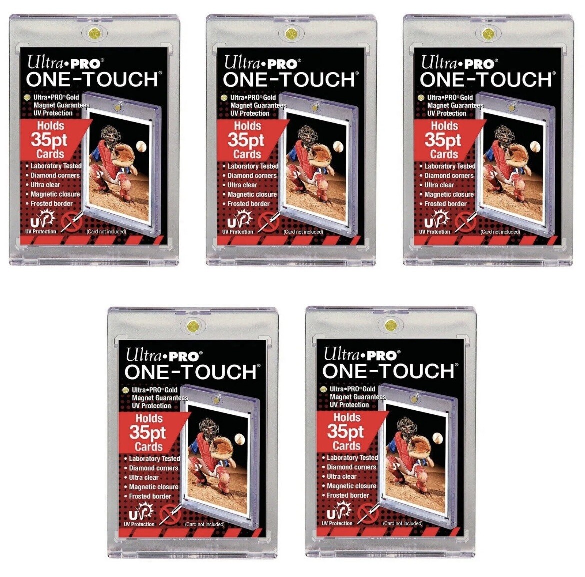 5 PACK. Ultra Pro ONE TOUCH MAGNETIC 35pt UV Card Holder Display Case