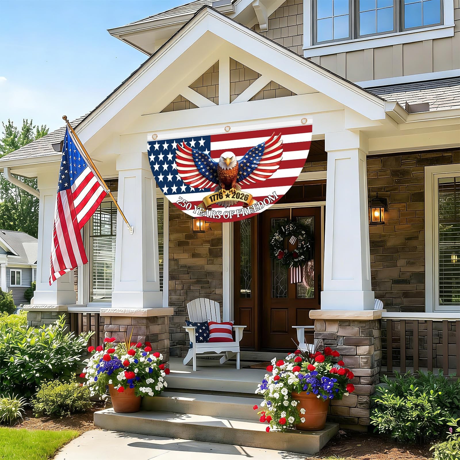 2PCS 250th Anniversary USA Bunting Flag 4×2 FT 1776-2026th Birthday American Fan