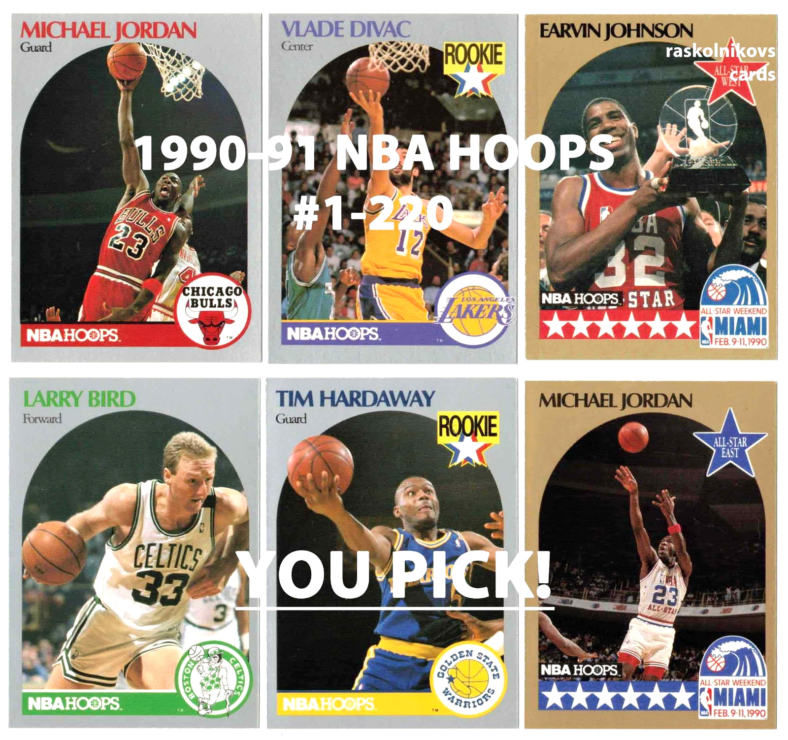 1990-91 NBA Hoops Cards #1-220 Complete Your Set $2 or 2 Card Minimum YOU PICK!