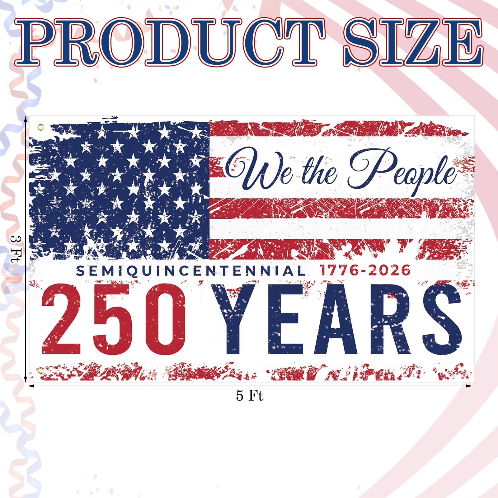 250th Anniversary Flag Double Sided 3 x 5 ft 250 Years Anniversary Flag United S