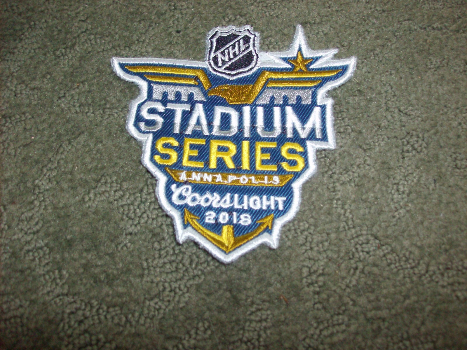 Authentic 2018 NHL Annapolis Stadium Series patch, 4 inches by 4 inches