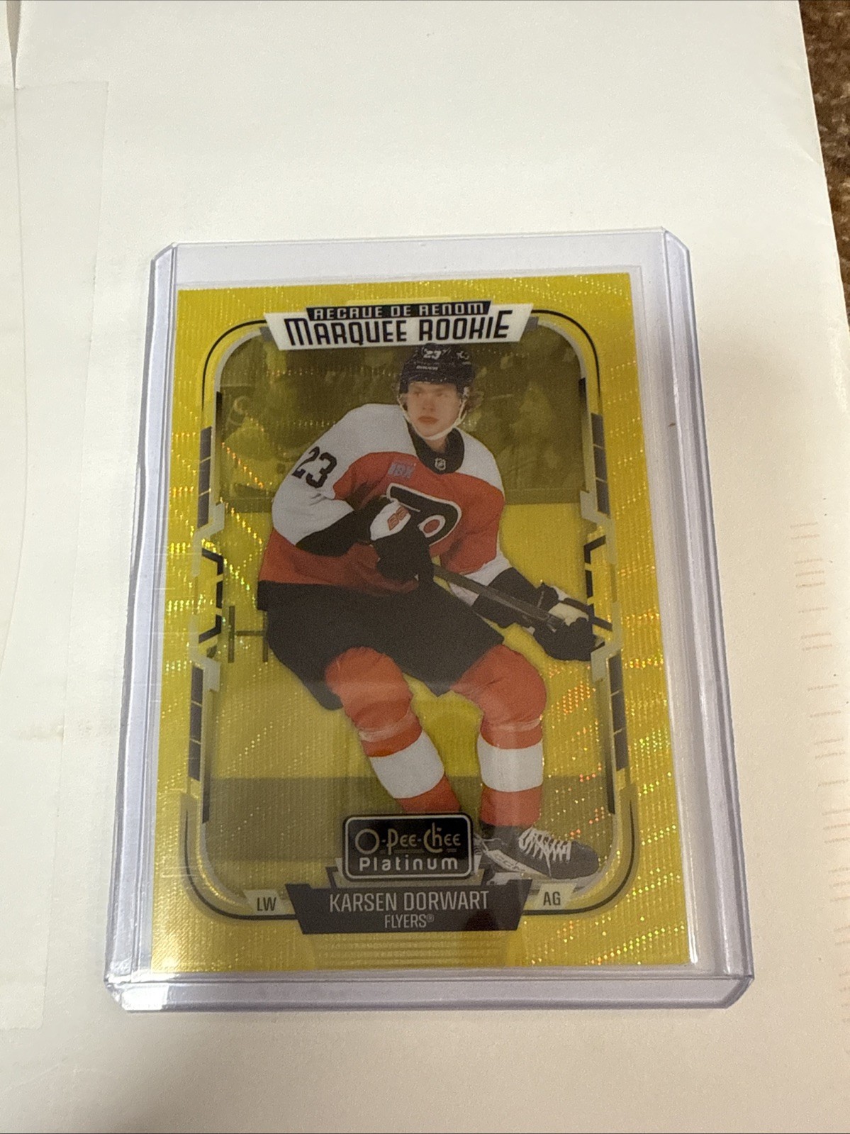 2025-26 OPC Platinum Neon Yellow Surge Karsen Dorwart Marquee Rookie Flyers